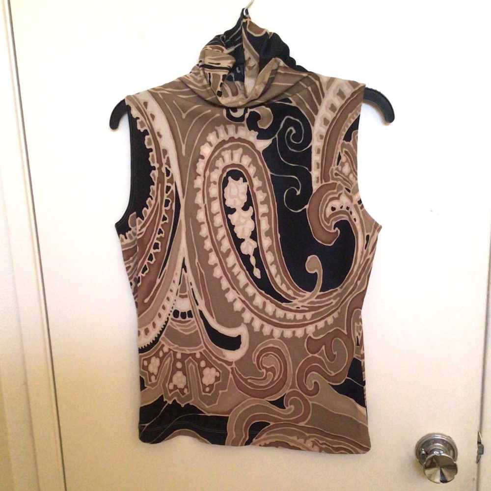 Vintage Sleeveless Silk Turtleneck Blouse